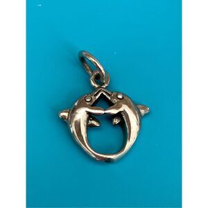 .925 Two Dolphins entwined Sterling Silver Jewelry Charm #ocean